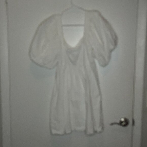SHOWPO White Puff Sleeve Mini Dress Women Size 8 - Picture 4 of 9